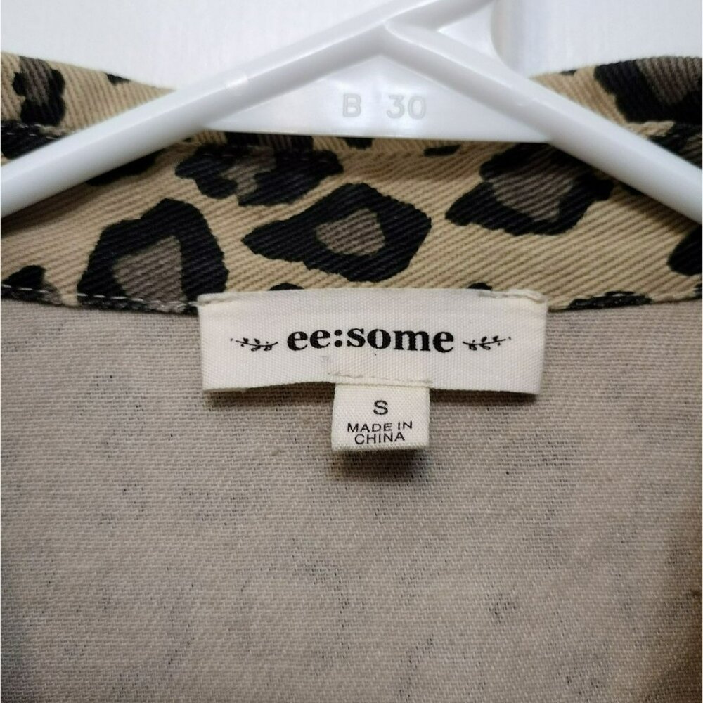Ee:Some Leopard Print Cropped Raw Edge Denim Jack… - image 3